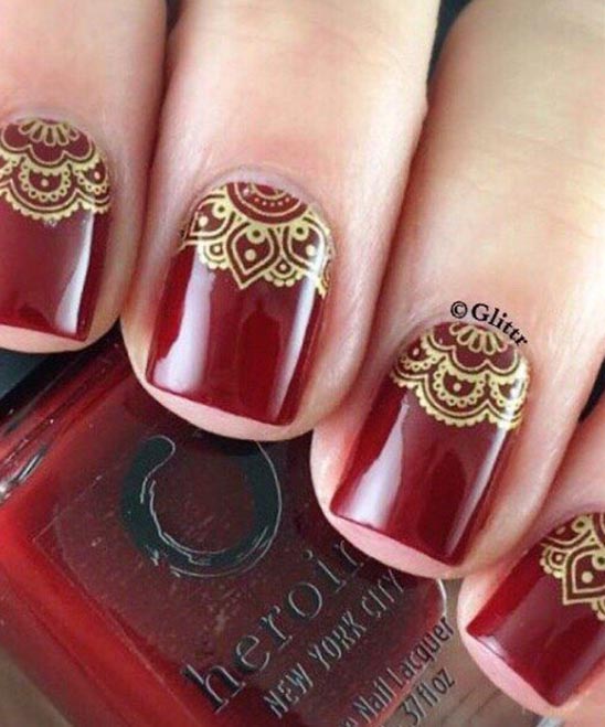 Elegant Red and Gold Nail Designs