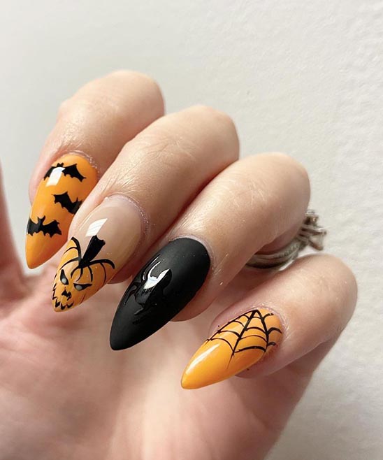 GREEN AND BLACK HALLOWEEN NAILS