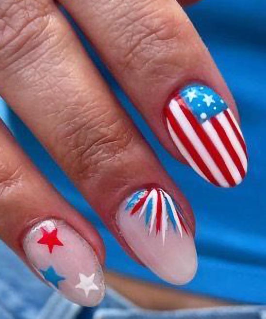 Gel Nail Designs Red White and Blue