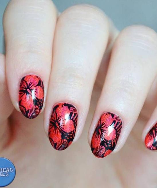 Gold and Red Nail Art Designs