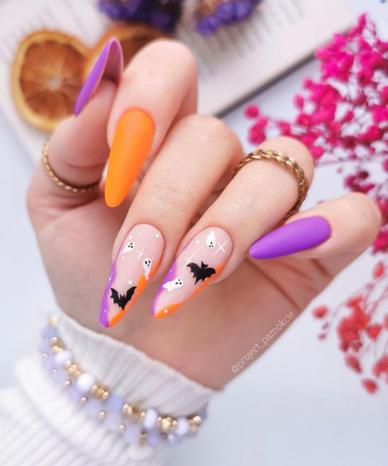 HALLOWEEN DESIGN SHORT NAILS
