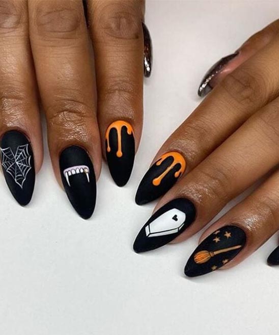 HALLOWEEN FRENCH NAILS IN BLACK AND ORANGE