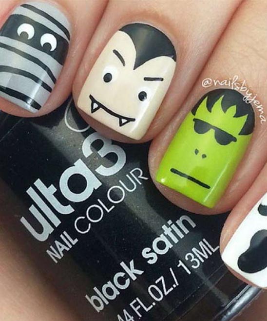 HALLOWEEN NAIL ART SHORT NAILS