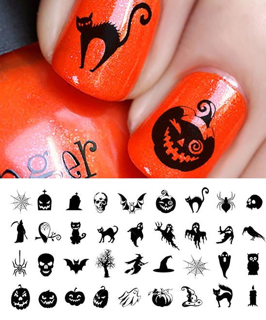 HALLOWEEN NAIL ART WITH STICKERS
