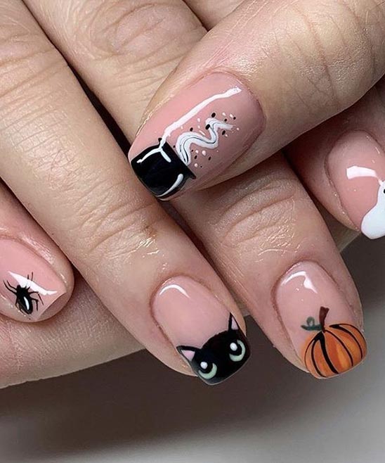 HALLOWEEN NAILS ACRYLIC SHORT