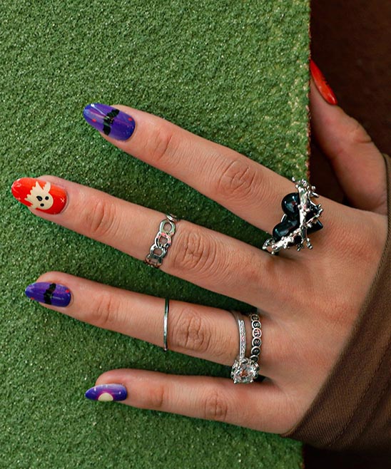 HALLOWEEN NAILS SHORT COFFIN