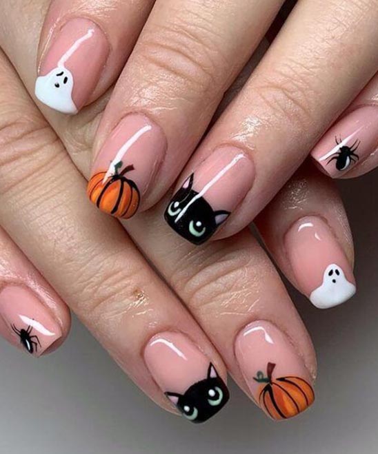 HALLOWEEN ORANGE AND BLACK COFFIN NAILS