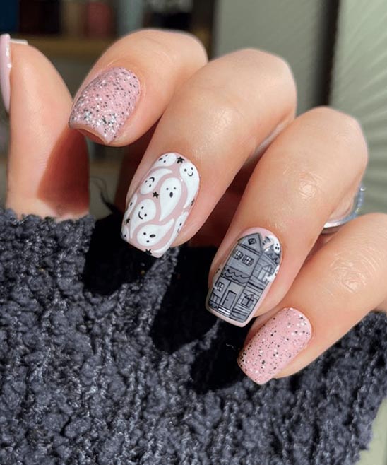 HALLOWEEN SHORT NAIL DESIGN