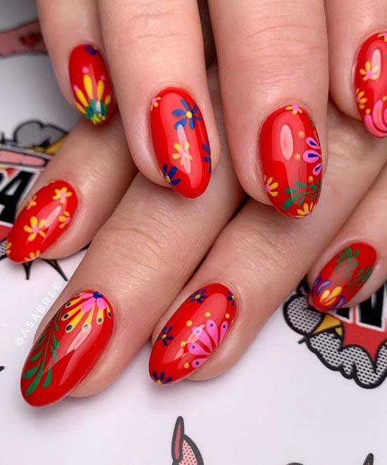 Long Red Nails Designs