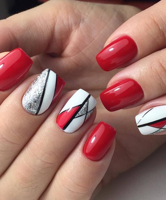 NAIL DESIGNS RED BLACK AND WHITE