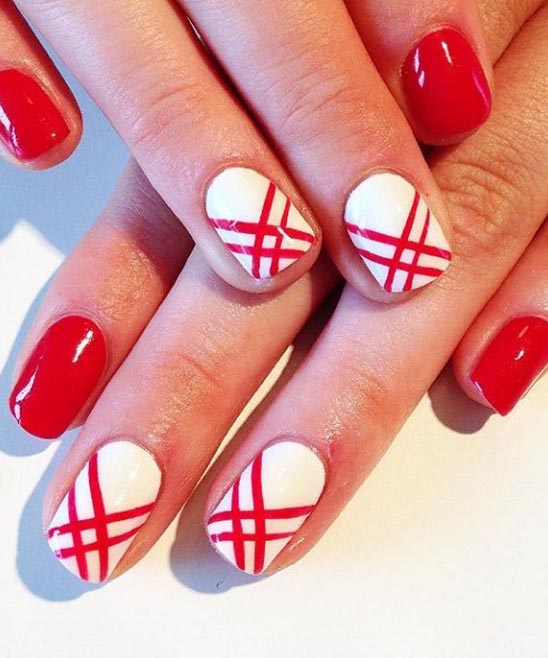 NAIL DESIGNS USING RED AND WHITE