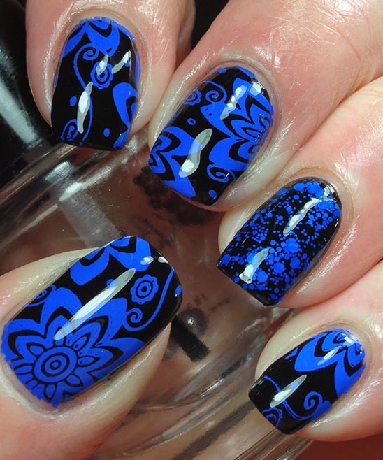 50 Black And Blue Nail Designs 2024 Tailoringinhindi