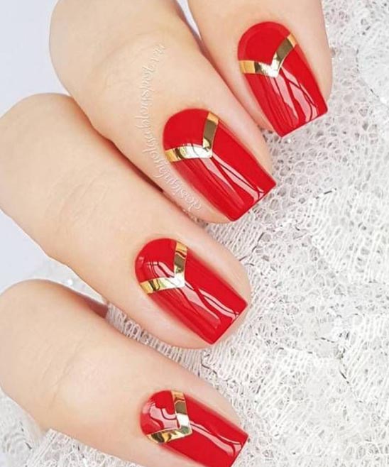 Nail Art Designs Red and Gold