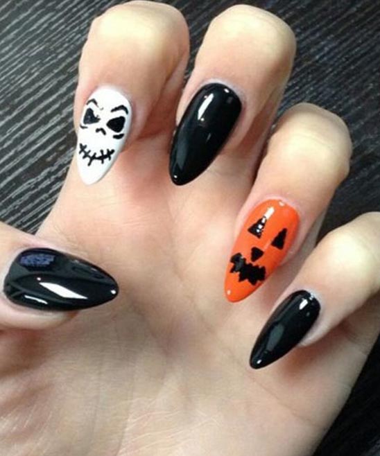 ORANGE AND BLACK NAILS FOR HALLOWEEN