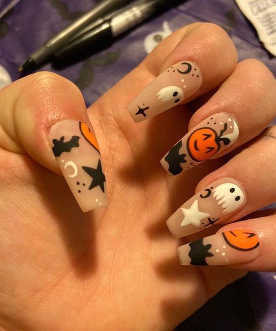 ORANGE HALLOWEEN COFFIN NAILS