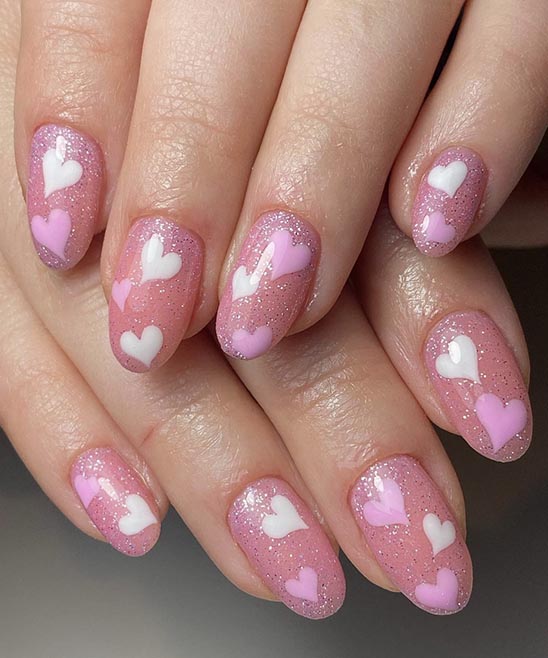 PINK AND WHITE GLITTER NAIL DESIGNS