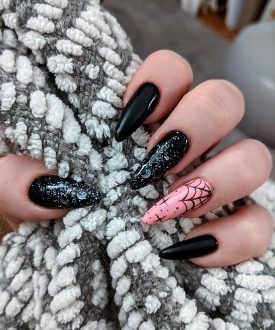 RED BLACK AND WHITE HALLOWEEN NAILS