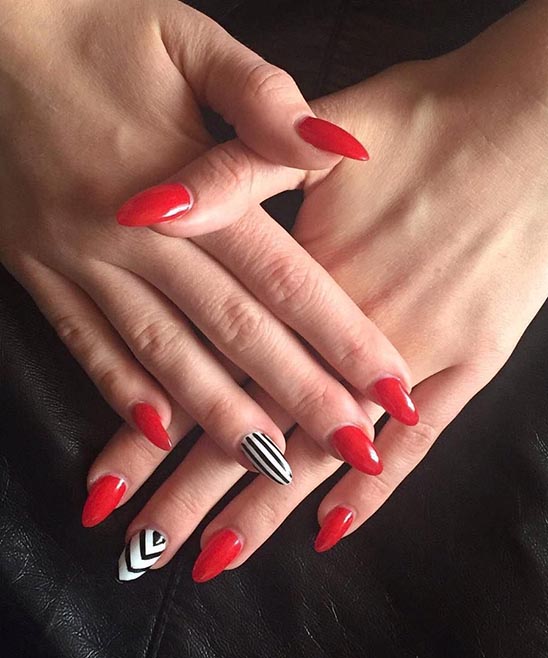RED BLACK AND WHITE NAILS DESIGN