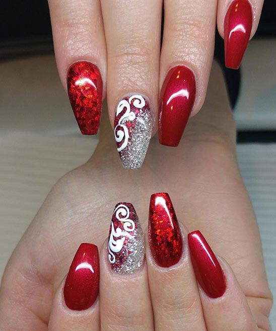 Red Acrylic Nail Designs for Christmas