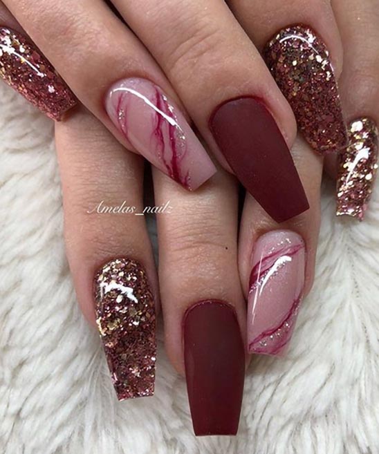 Red Acrylic Nails Coffin Designs