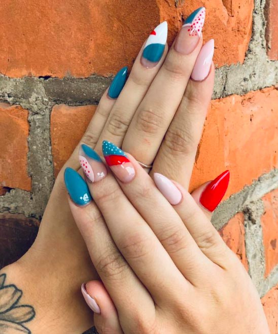 Red Blue and White Nail Designs