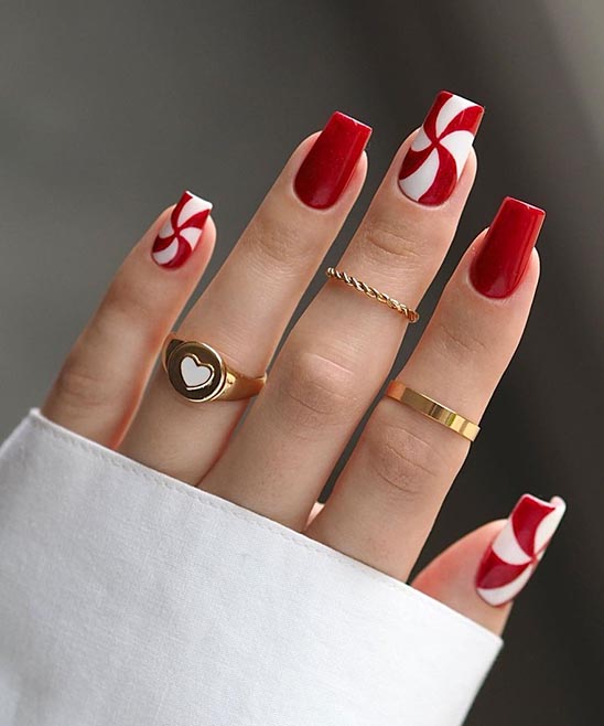 Red Christmas Acrylic Nails Designs