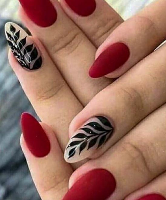 Red Coffin Nails With Design