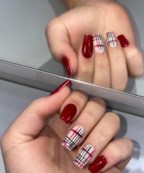 Red Design Coffin Nails