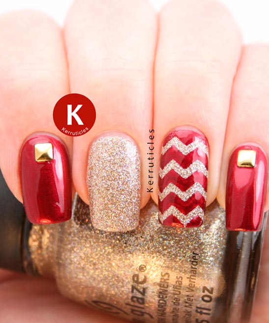Red Gold and Black Nail Designs