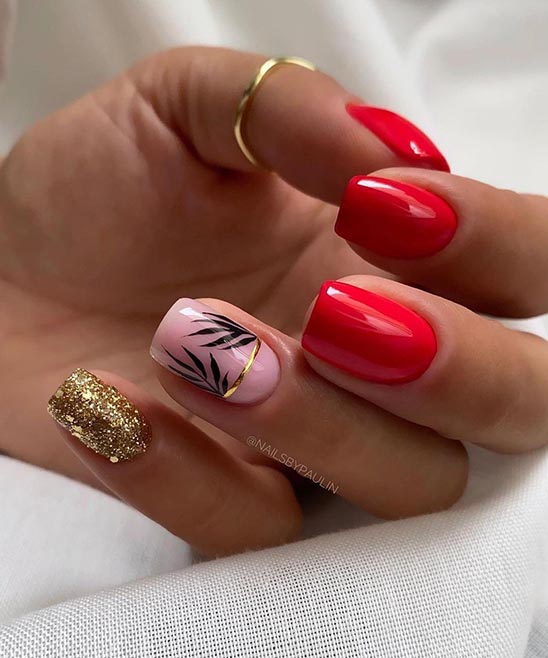 Red Nail Art Designs for Short Nails