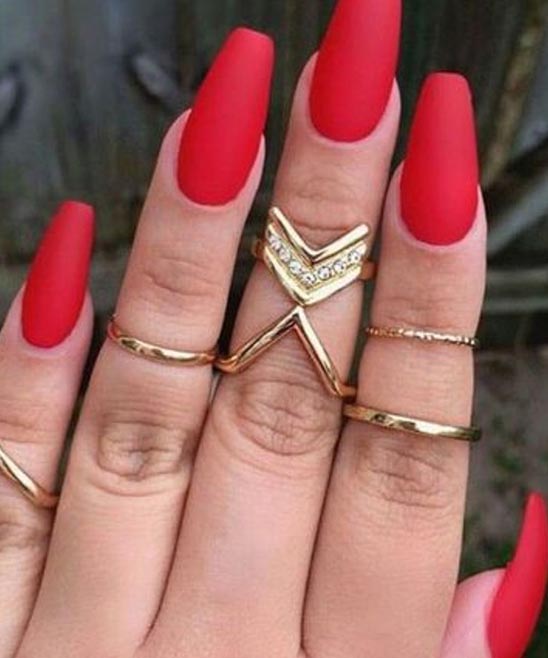 Red Nails Designs Coffin