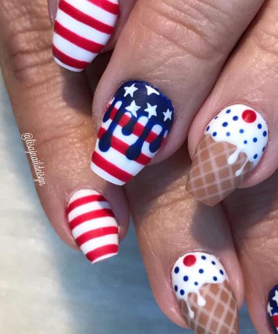 Red White and Blue Gel Nail Designs