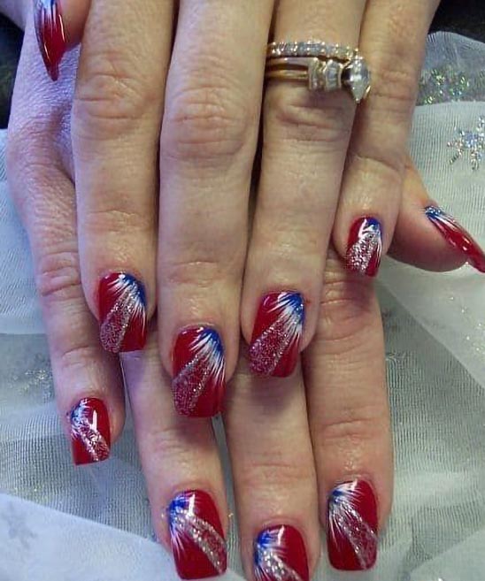 Red White and Blue Gel Nails Design