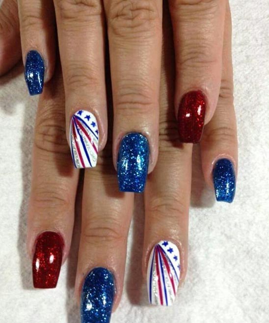 Red White and Blue Glitter Nail Designs