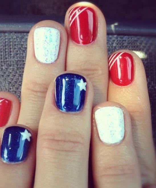 Red White and Blue Nail Art Design