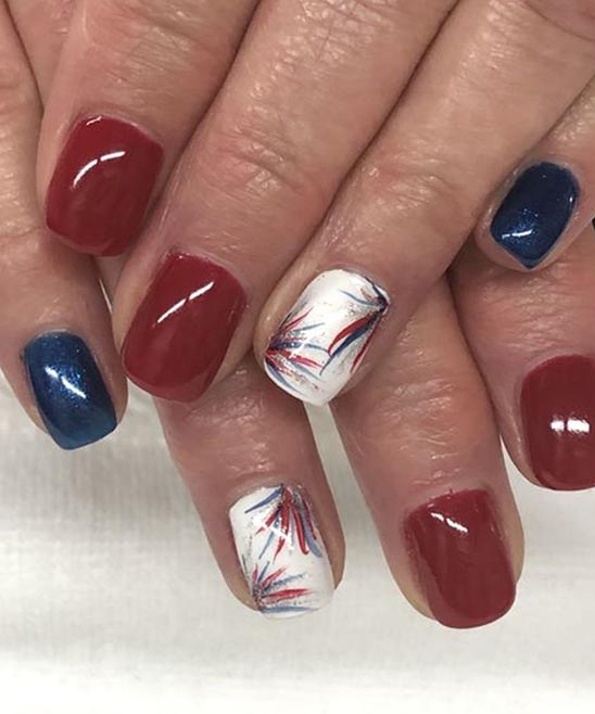 Red White and Blue Nail Designs Polka Dots