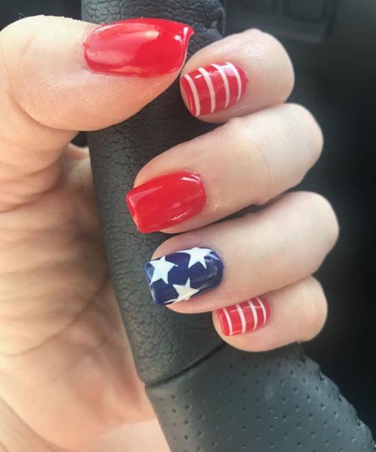 Red White and Blue Nail Tip Design