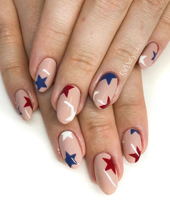 Red White and Blue Toe Nail Art Designs