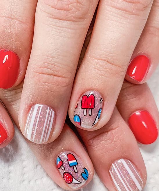 Red White and Blue Toe Nail Designs