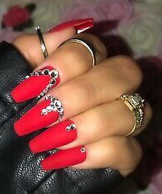 Red and Black Coffin Nail Designs