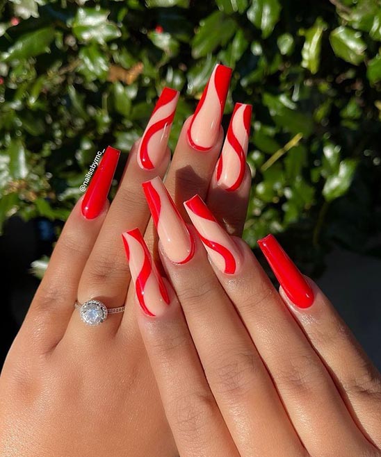 Red and Black Coffin Nails Designs