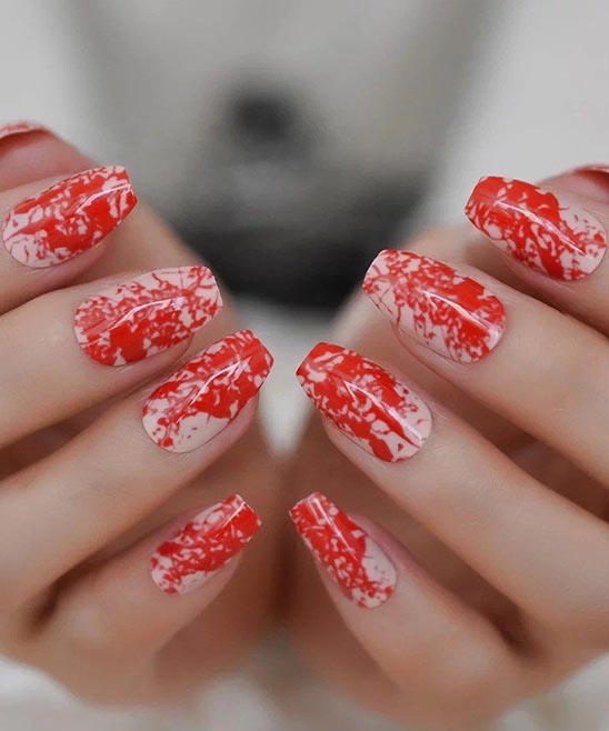 Red and Gold Coffin Nail Designs