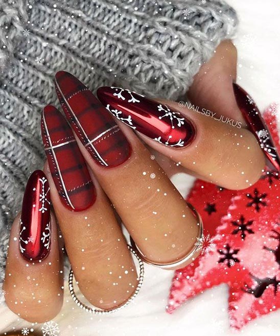Red and Rose Gold Christmas Nail Designs