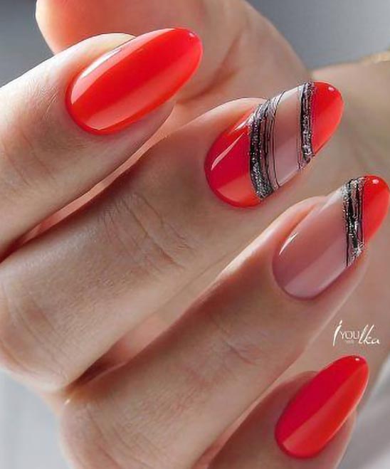 Red and Silver Acrylic Nails Designs