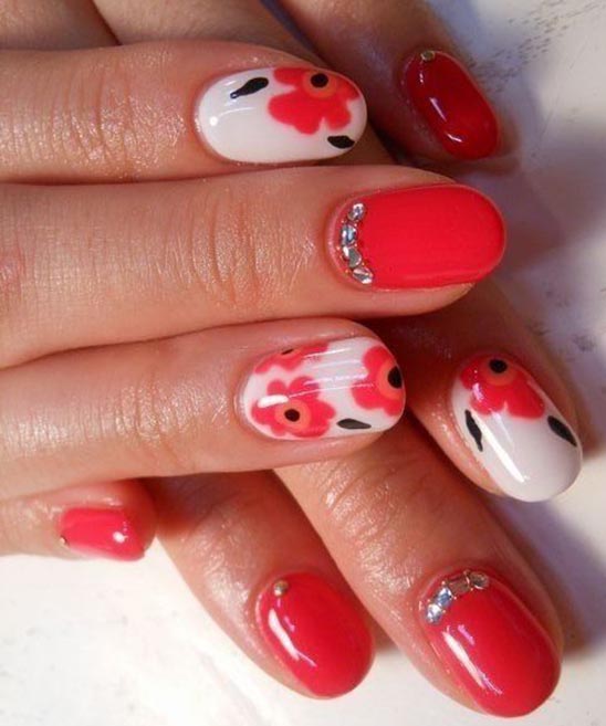 Red and White Nails Designs