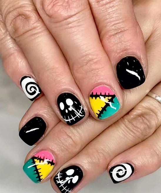 SHORT ACRYLIC HALLOWEEN NAILS