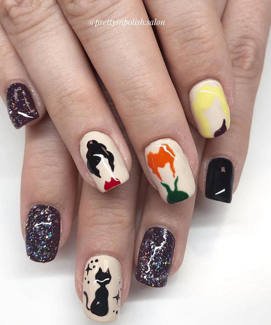 SHORT CLASSY HALLOWEEN NAILS