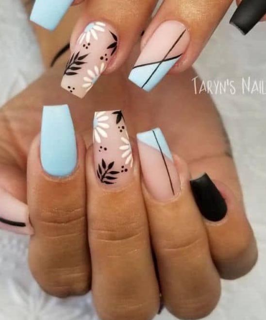 SHORT COFFIN ACRYLIC NAILS FRENCH TIP