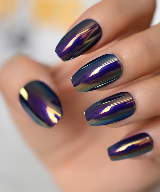 SHORT COFFIN ACRYLIC NAILS GLITTER