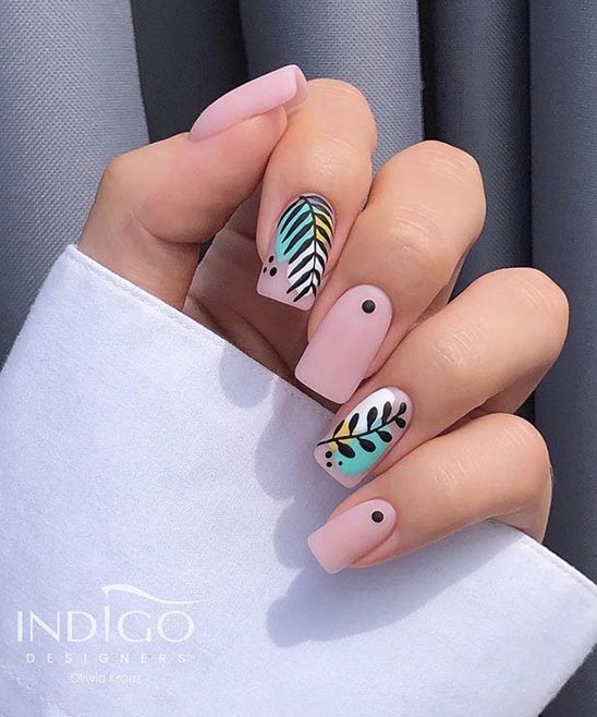 SHORT COFFIN ACRYLIC NAILS PINK